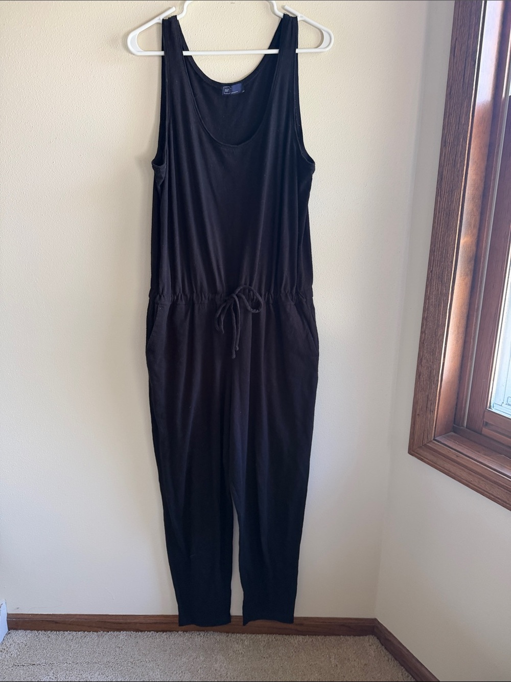 GAP Black Sleeveless Drawstring Waist Jumpsuit